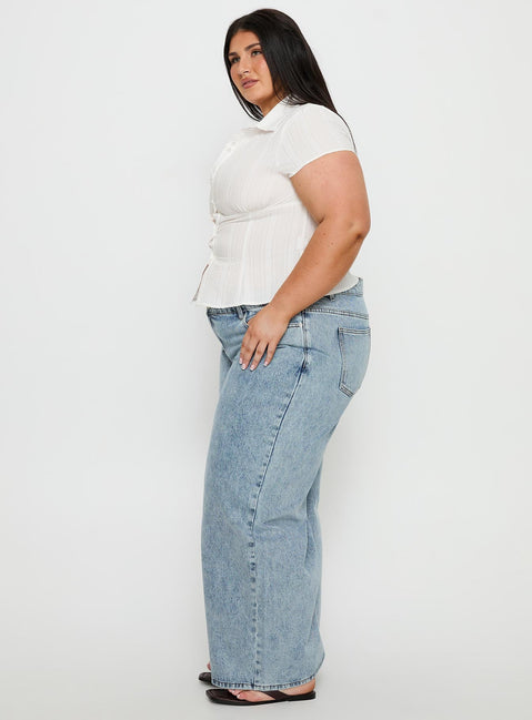 Ellanor Low Rise Straight Leg Light Blue Curve