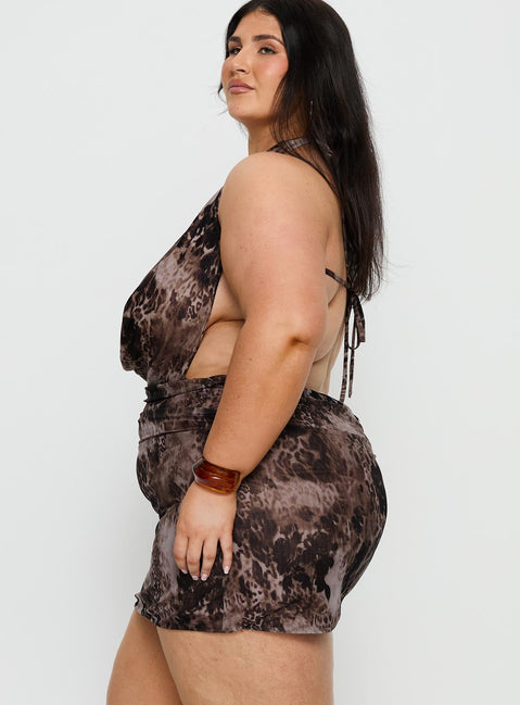 Tigress Halter Mini Dress Animal Multi Curve