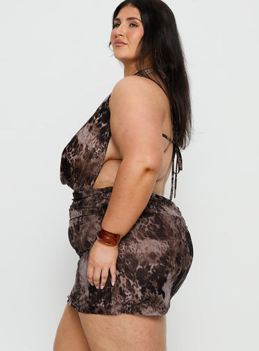 Tigress Halter Mini Dress Animal Multi Curve