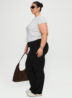 side view of model wearing Princess Polly Movement Yoga Pant Black Curve High Waisted Pants 