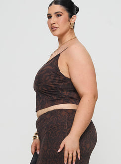 side view of model wearing Princess Polly Hostona Top Multi Curve Sleeveless V-Neck 