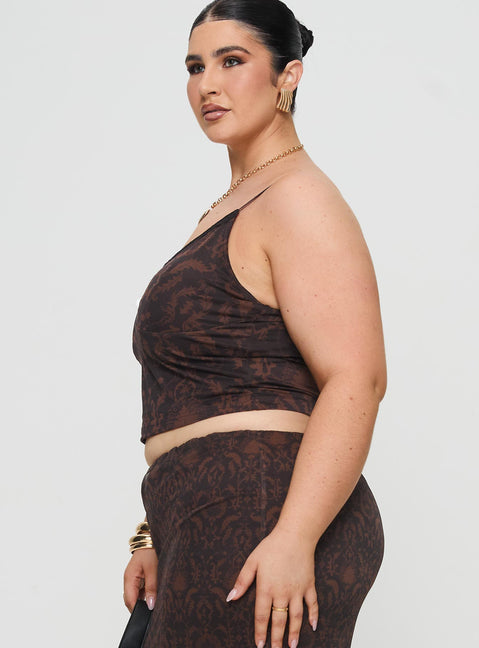 side view of model wearing Princess Polly Hostona Top Multi Curve Sleeveless V-Neck 