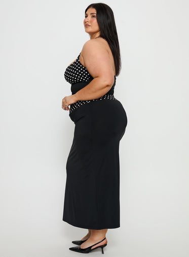 Norelle Halter Set Black Polka Curve