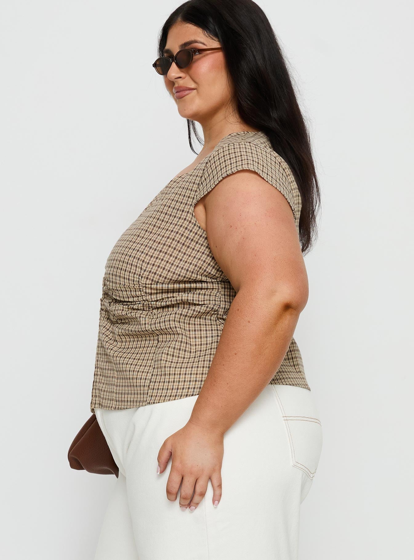 Indulgence Corset Top Beige Check Curve