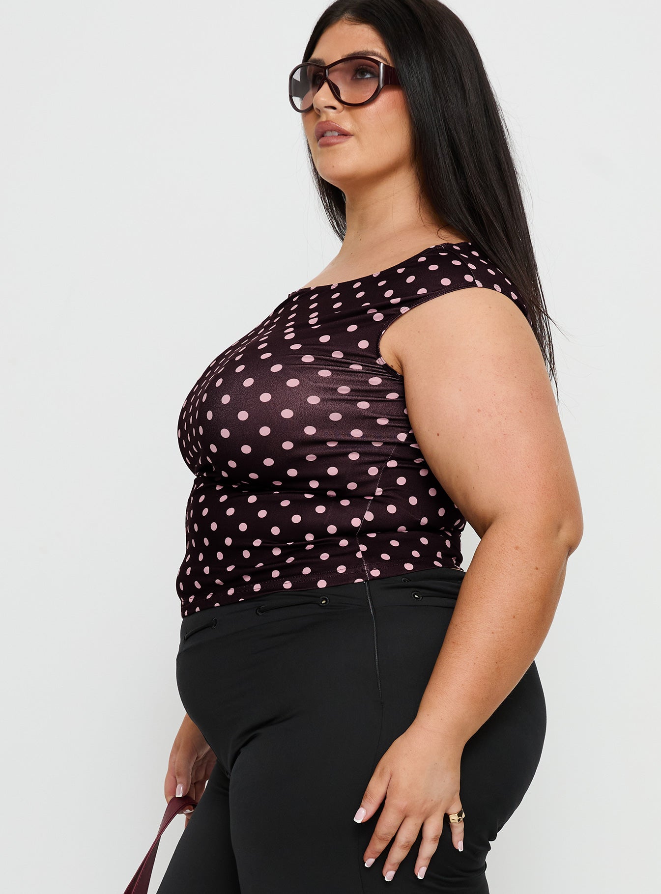 Cheirosa Off Shoulder Top Chocolate / Pink Curve