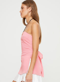 Strapless top  Inner silicone strip at bust, shirred back, tie detail at back, split hem Fully lined, good stretch  