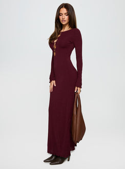 Dejonge Ring Long Sleeve Maxi Dress Currant