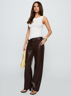 Sixth Sense Faux Leather Pants Brown