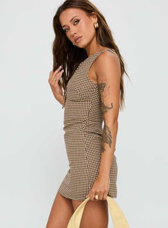 Utopia Avenue Mini Dress Brown Check