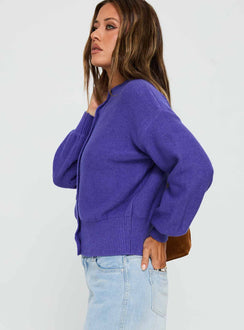 Get Going Knit Cardigan Purple