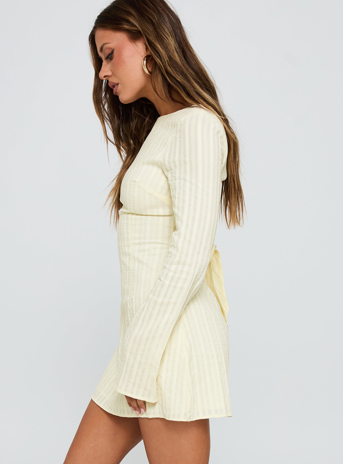 Alfalfa Long Sleeve Mini Dress Cream