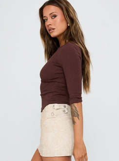 Elaia 3/4 Sleeve Top Chocolate