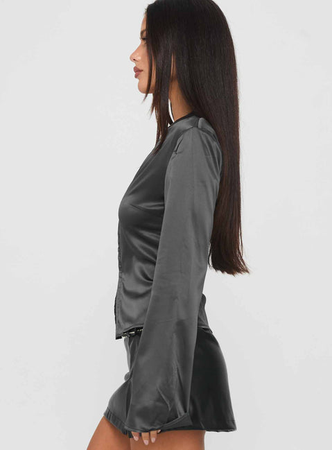 Notice Me Long Sleeve Top Charcoal