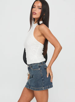 Nickei Denim Mini Skirt Washed Blue