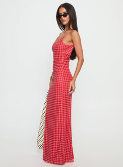 Izabella Maxi Dress Red Check