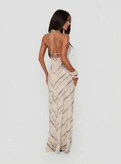 Esmira Halter Maxi Dress Cream Stripe