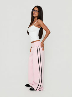 Lockie Foldover Baggy Track Pants Pink / Black