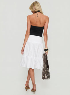 Cascades Low Rise Midi Skirt White