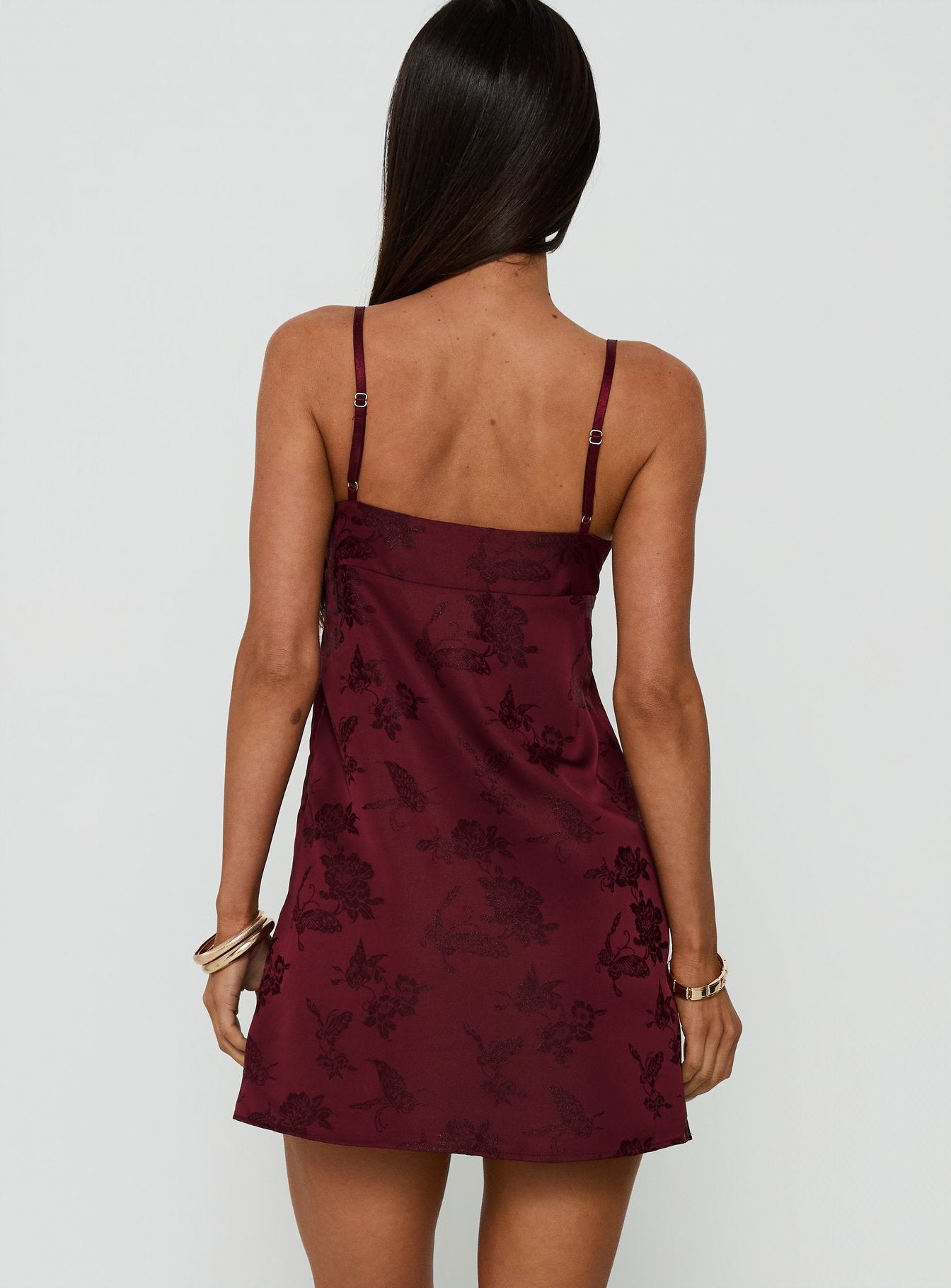 Had Me At Hello Lace Trim Mini Dress Burgundy