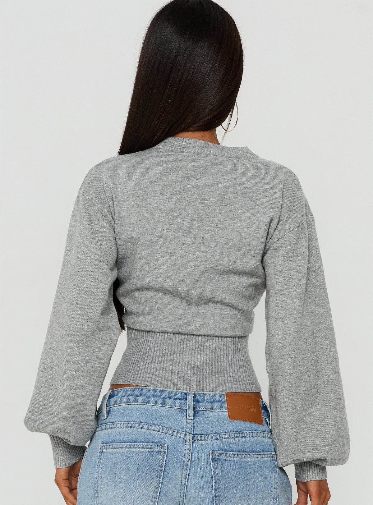 Emerica V Neck Cinched Sweater Grey