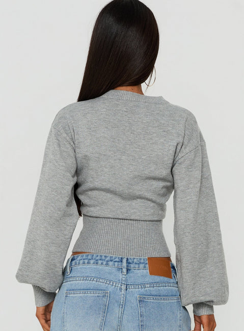 Emerica V Neck Cinched Sweater Grey