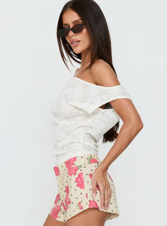 Orvielle Lace Off Shoulder Top Cream