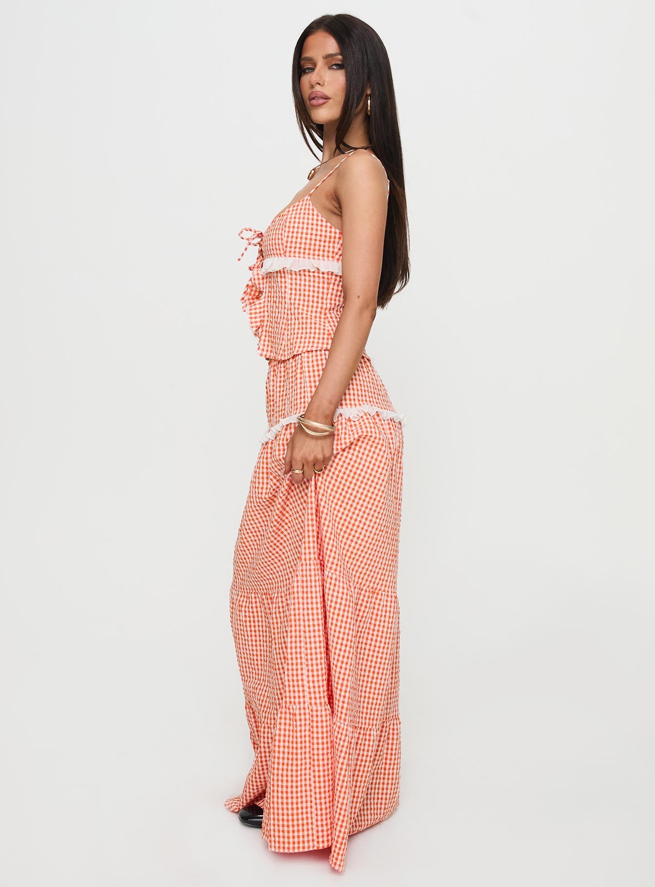 Elvera Frill Set Orange Gingham