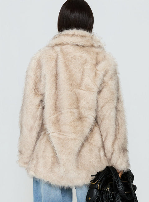 Clova Faux Fur Coat Grey