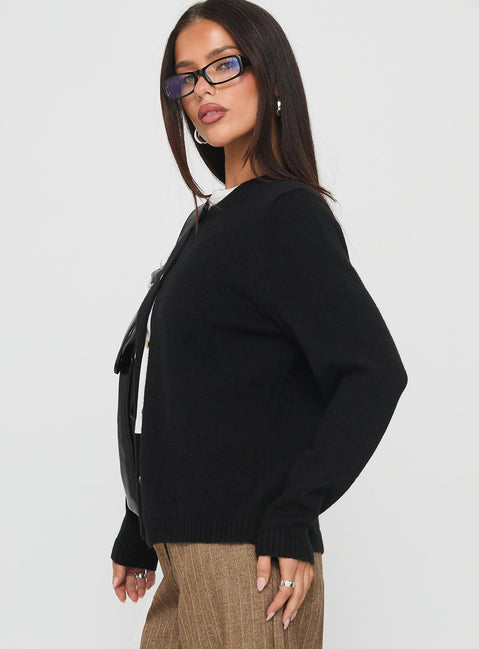 Arica Button Up Knit Cardigan Black