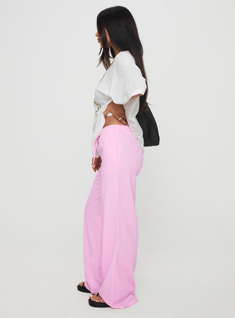 side view of model wearing Princess Polly Darise Pants Blush High Waisted Pants 