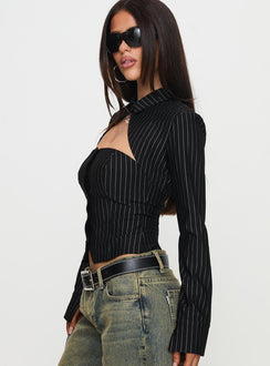 side view of model wearing Princess Polly Amor Mio Two Piece Top Multi Full Sleeves 