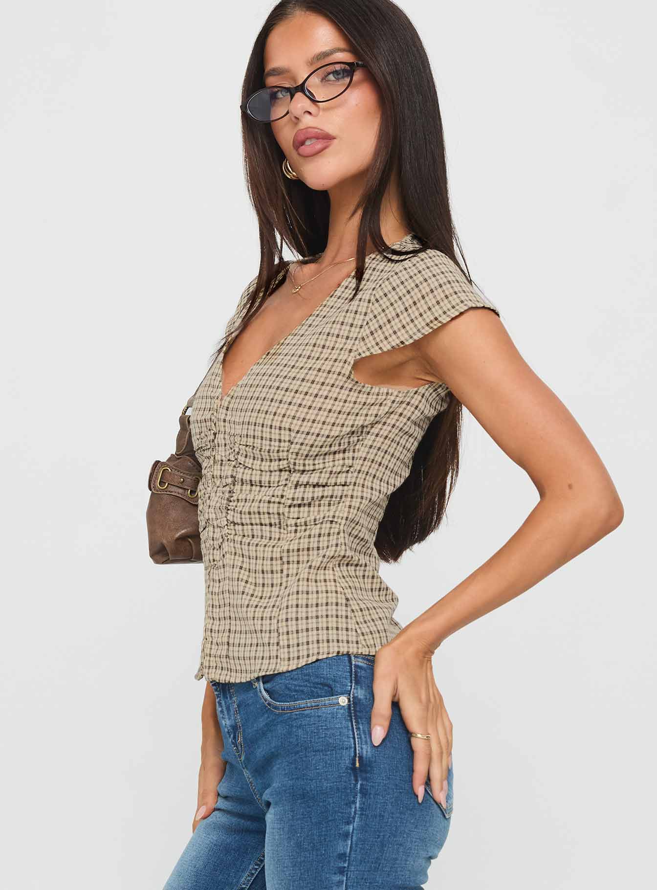Indulgence Corset Top Beige Check