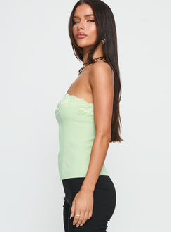 Ettore Lace Trim Strapless Top Sage