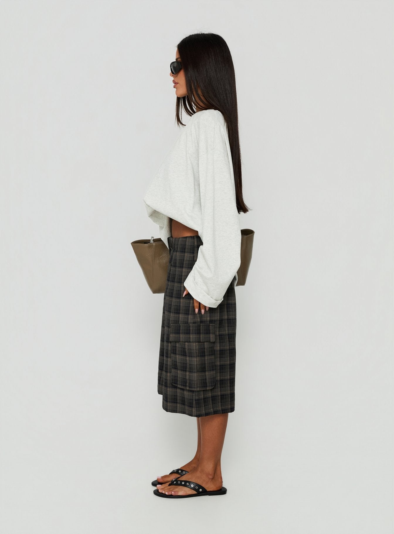 Brenn Baggy Longline Shorts Plaid Multi