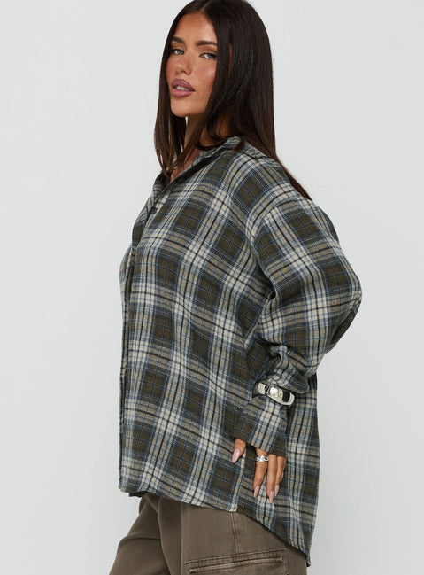 Fever Dreams Oversized Collared Shirt Check
