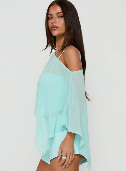 Senzo Chiffon Poncho Top Blue