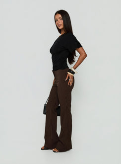 Kinkirk No Waist Flared Pants Chocolate Pinstripe