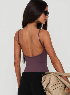 Daily Define Thin Strap Low Back Bodysuit Aubergine