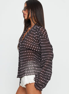 Selma Shirt Chocolate / Pink Polka