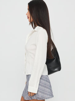 Compromise Long Sleeve Button Up Top White