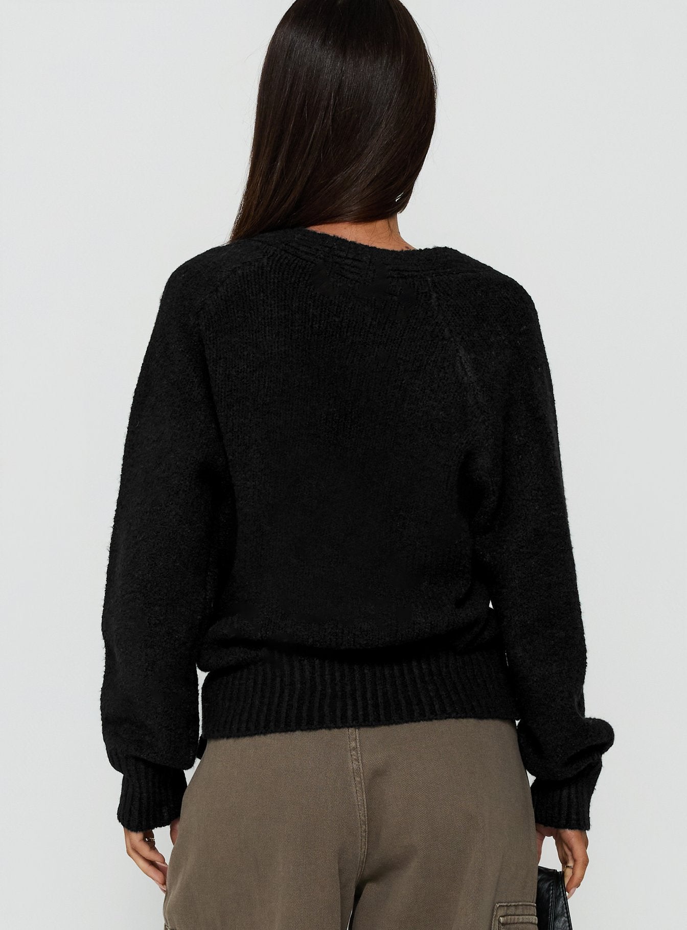 Daelan Wrap Knit Cardigan Black