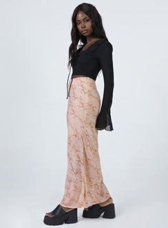   side view of model wearing Princess Polly Rayna Maxi Skirt Snake 