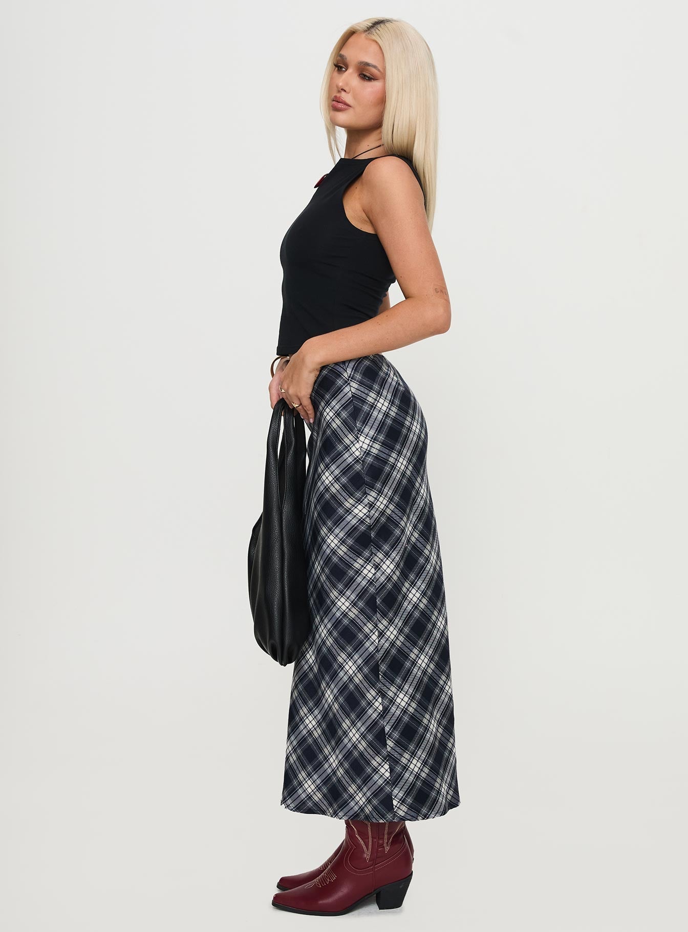 Everlie Low Waist Maxi Skirt Check Multi Petite