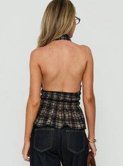 Islaa Shirred Sleeveless Top Check