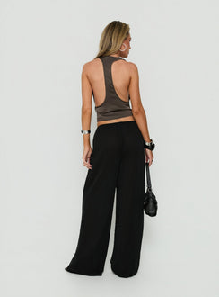 Annamarie Sheer Chiffon Elasticated Waist Pants Black