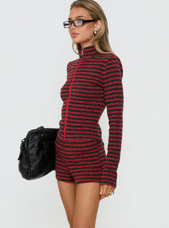 Housewife Knit Shorts Red Stripe