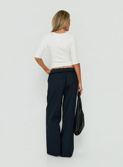 Amaiza Frill Drawstring Straight Leg Pants Navy