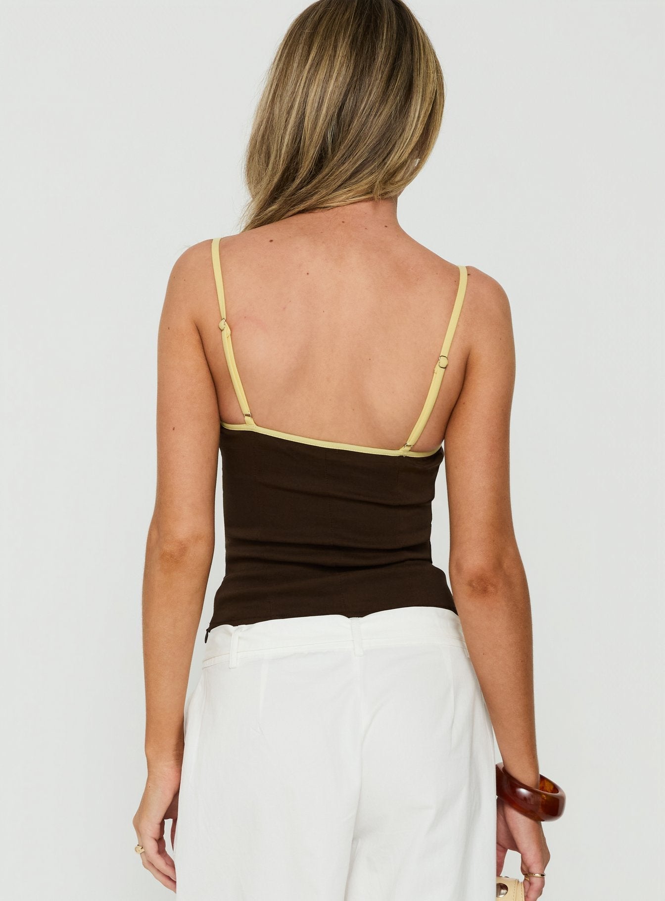 Zelaida Contrast Corset Top Brown / Butter