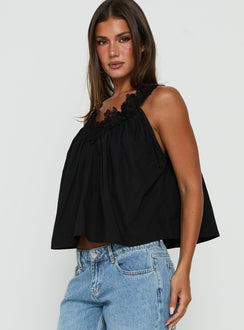 Delune Ruched V Neck Top Black