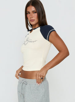 Locket Love Graphic Raglan Tee Navy / Lemon